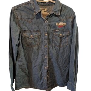 Wrangler Blue Denim Embroidered Shirt